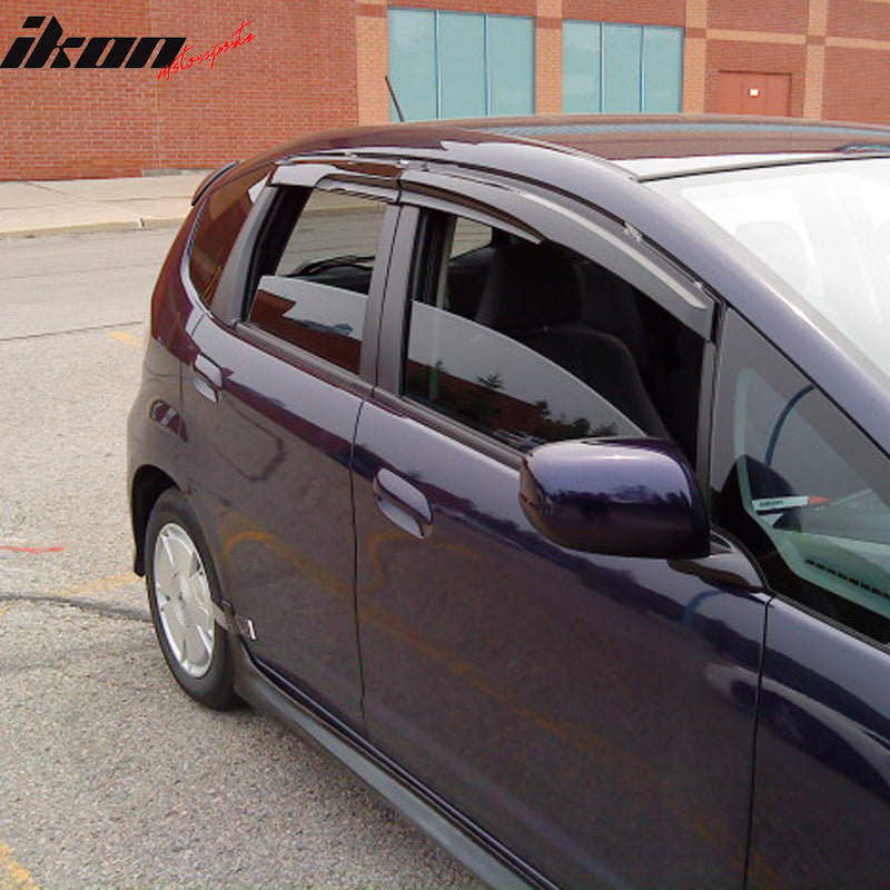Fits 09-13 Honda Fit 2nd Gen Mugen Style JDM Smoke Window Visor ABS Rain Shade