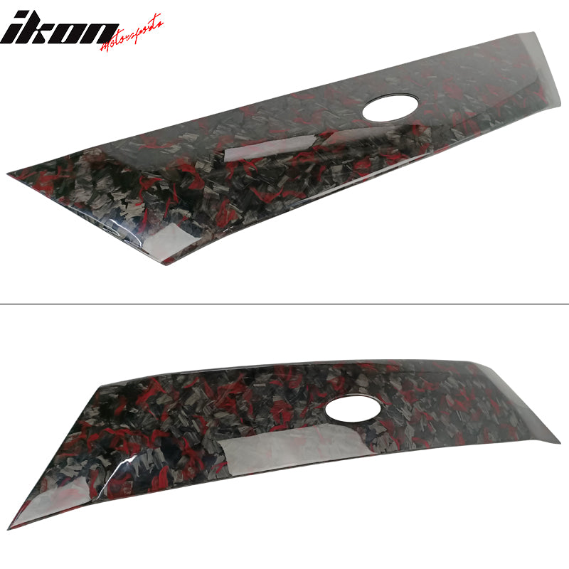 IKON MOTORSPORTS, Hood Cover Compatible With 2018-2020 Ford Focus Hatchback, Red Forged Carbon Fiber Decor Scoop Trim, 2019