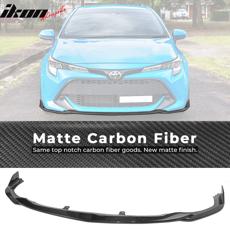 IKON MOTORSPORTS, Front Lip Compatible With 2019-2022 Toyota Corolla E210 Hatchback 5Dr Carbon Front Bumper Lip