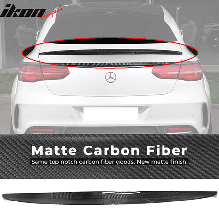 IKON MOTORSPORTS, Trunk Spoiler Compatible With 2016-2019 Mercedes-Benz GLE Class C292 Coupe , Matte Carbon Fiber Ikon Style Rear Spoiler Wing, 2017 2018