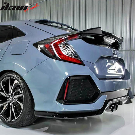 Fits 17-21 Honda Civic 10th 5Dr Hatchback V Style ABS Trunk Spoiler Roof Wing