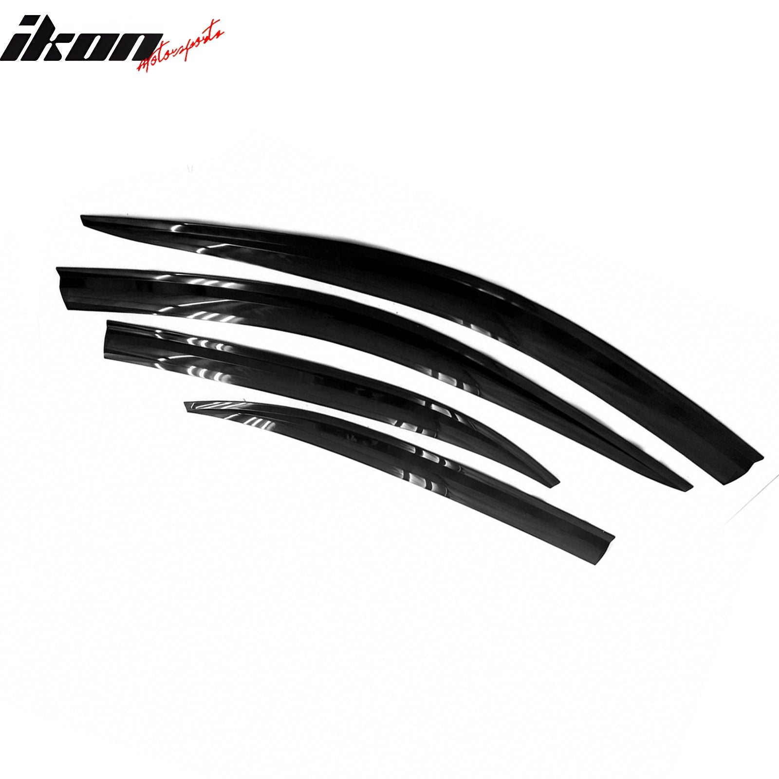 IKON MOTORSPORTS Tape on Window Visors Compatible with 2008-2012 Chevrolet Malibu, Black Rain Guards, Side Window Wind Deflectors 4PCS