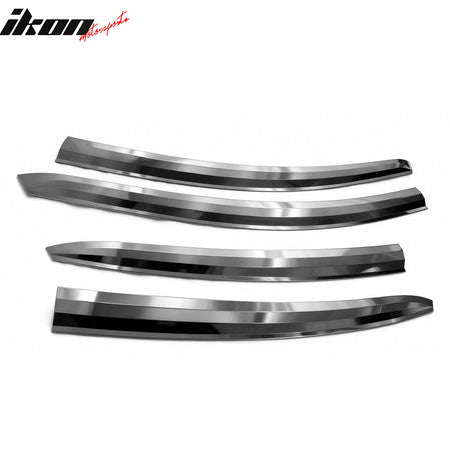 IKON MOTORSPORTS Tape on Window Visors Compatible with 2011-2017 Hyundai Accent, ABS Chrome Rain Guards, Side Window Wind Deflectors 4PCS