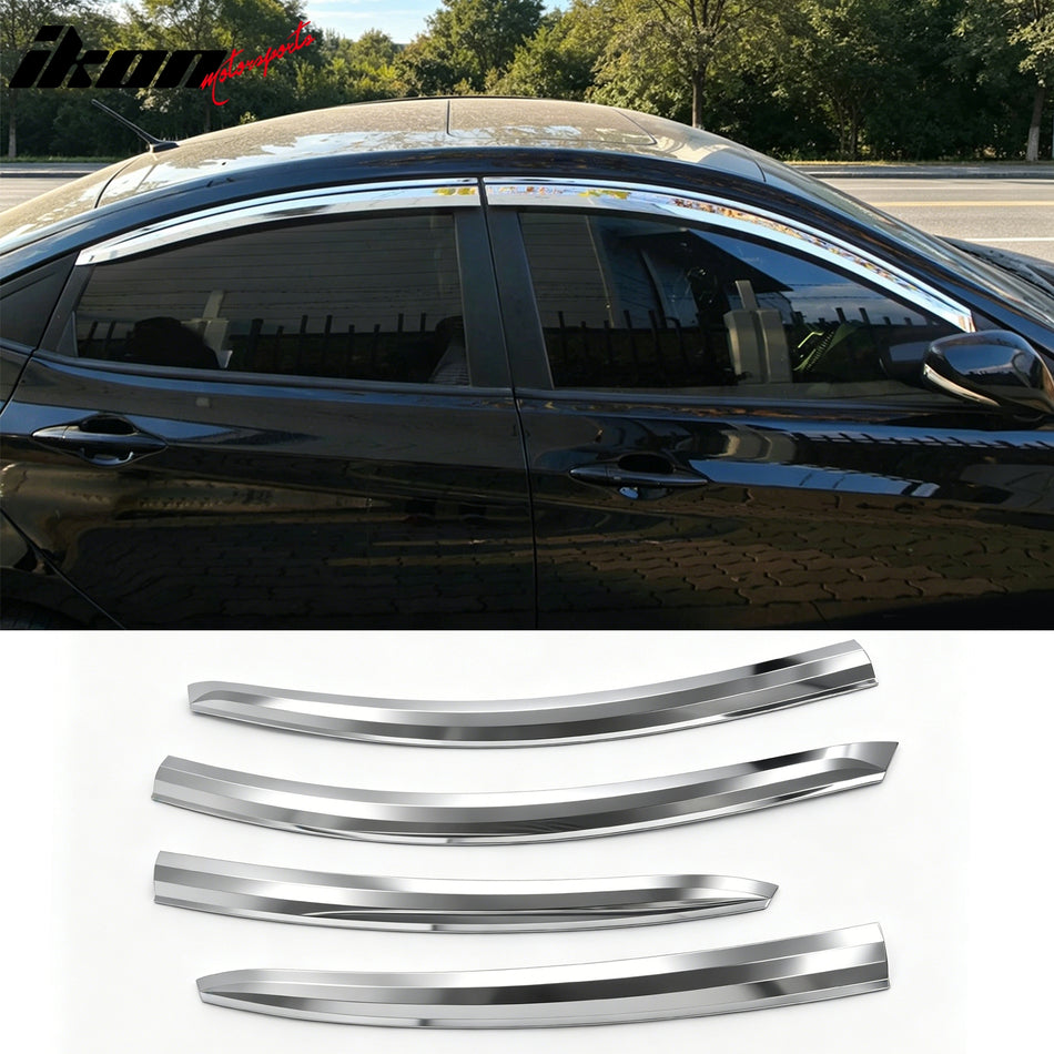2010-2017 Hyundai Accent Sedan 4-Door Chrome Window Visor Acrylic ABS 4PCS