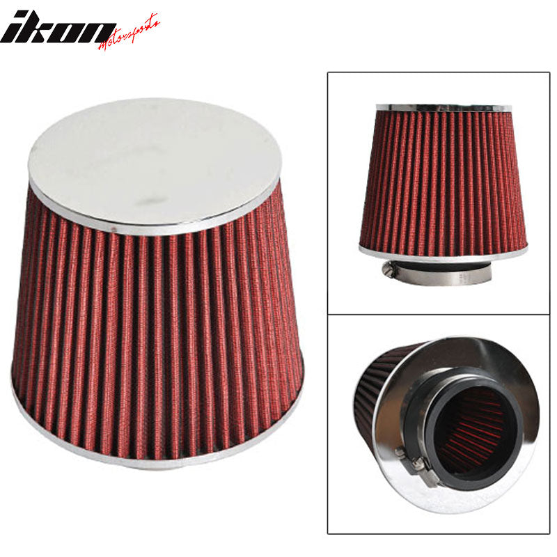 Universal Fitment 3in Race Performance Cold Airintake Cone Filter Red