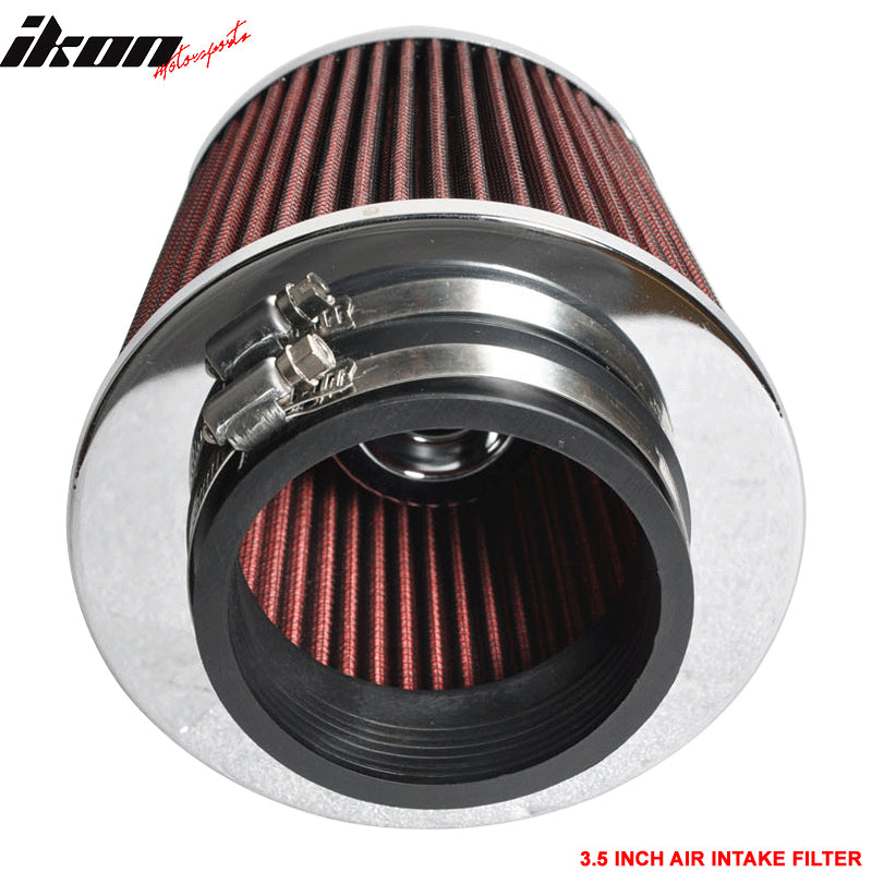 Air Filter Compatible With 1988-2001 Acura Integra, Performance Cone Style Red 3.5 Inch Race Performance Cold Air Intake Filter by IKON MOTORSPORTS, 1989 1990 1991 1992 1993 1994 1995 1996 1997 1998