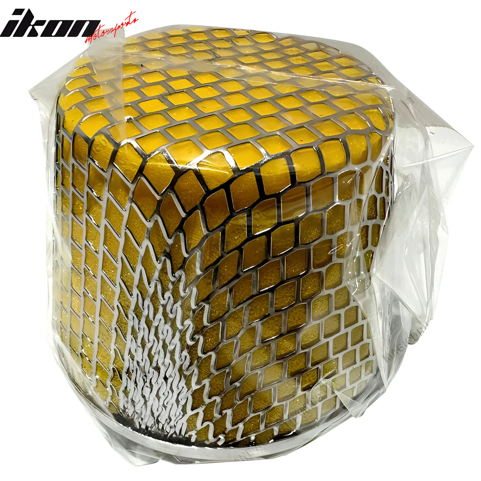 IKON MOTORSPORTS Air Intake Filter, Compatible with Universal, 4" 100mm Yellow High Performance Washable Filter Replacement Air Filter