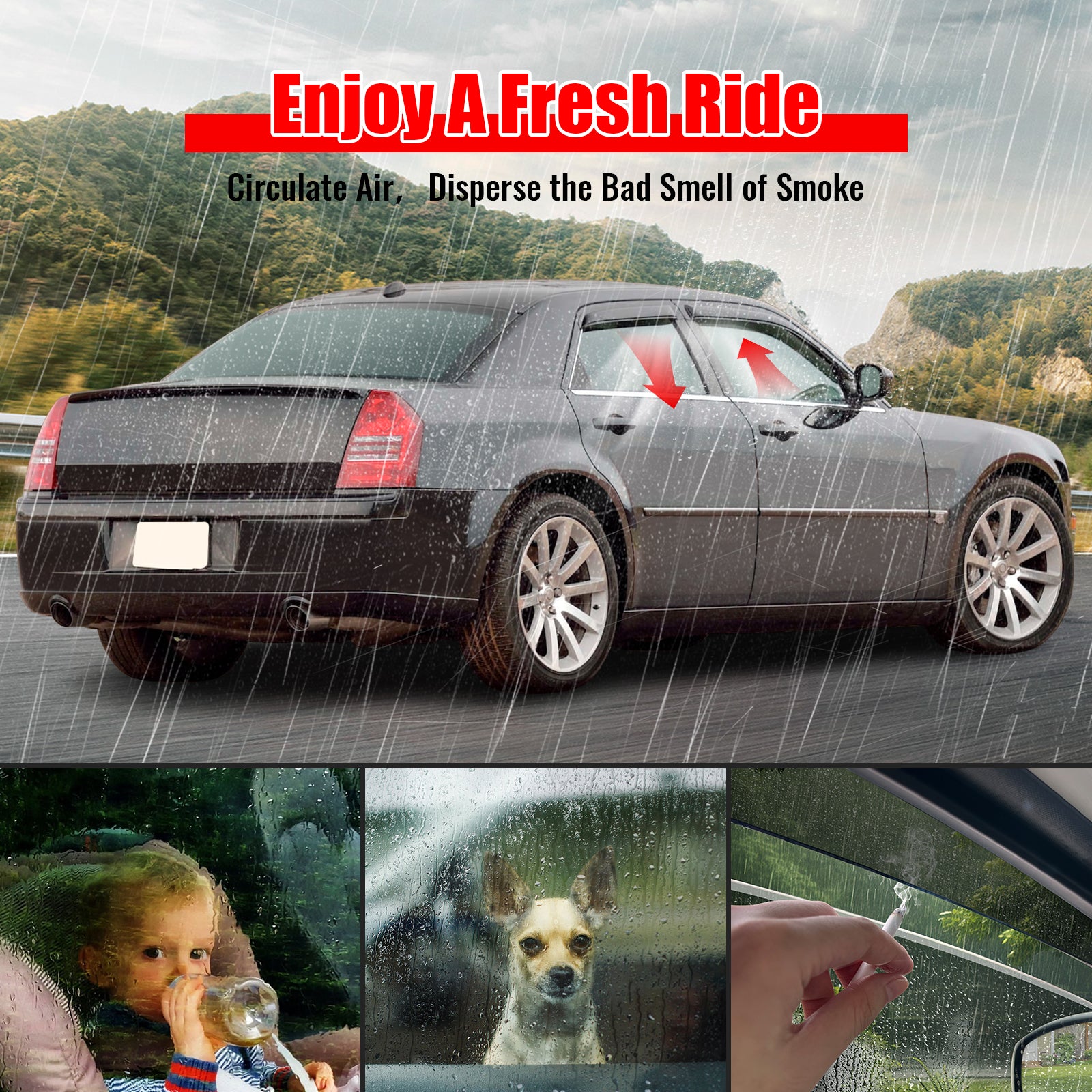 Fits 2025 Nissan Kicks Window Visors Vent Rain Wind Sun Guards Deflector Tape-On