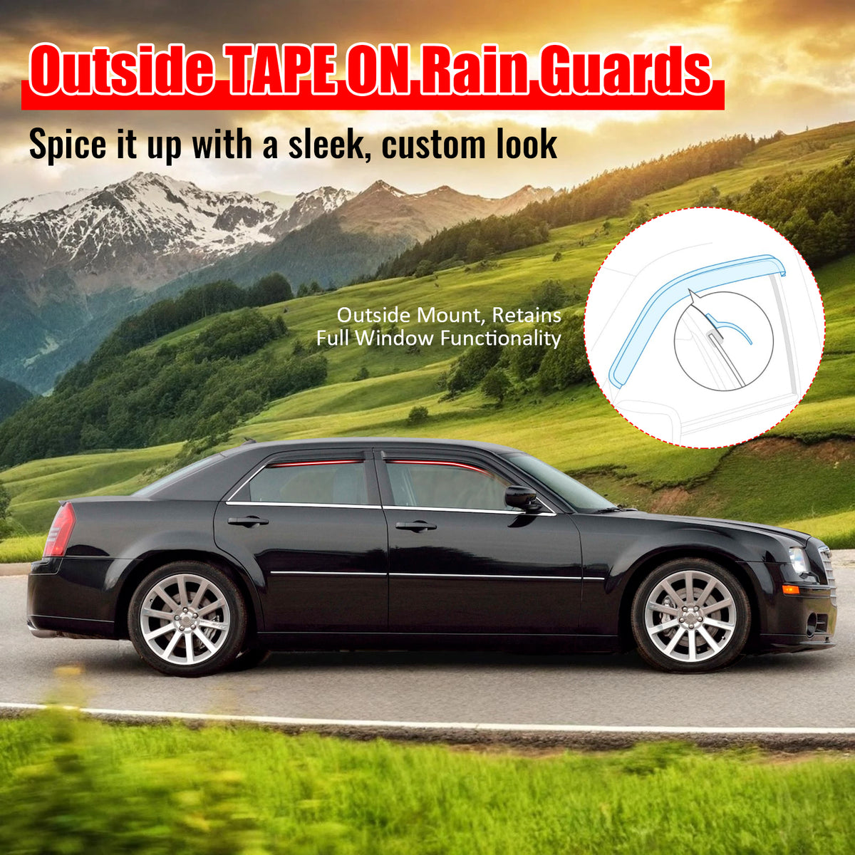 Fits 22-26 Nissan Pathfinder R53 Tape-on Window Visors Rain Guards Deflectors