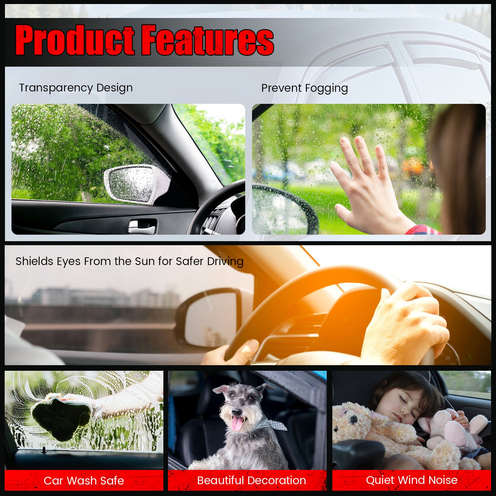 Fits 21-25 Toyota Sienna Acrylic Window Visors In Channel Rain Vent Deflectors