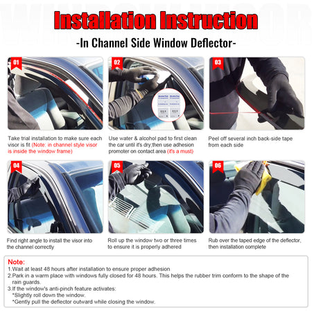 Fits 03-09 Toyota 4Runner 4PCS In-Channel Window Visors Somke Acrylic Deflectors