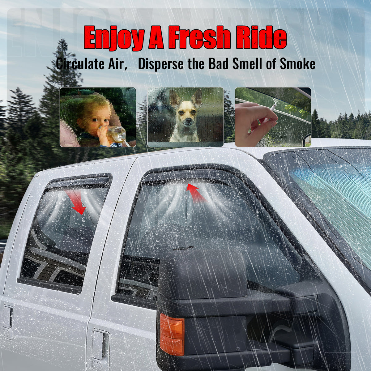 Fits 22-25 Toyota Tundra Double Cab Acrylic Window Visors In Channel Deflectors