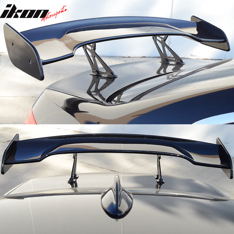 57 Inch GT Wing Spoiler Adjustable ABS Glossy Black Rear Trunk Spoiler Wing By IKON MOTORSPORTS