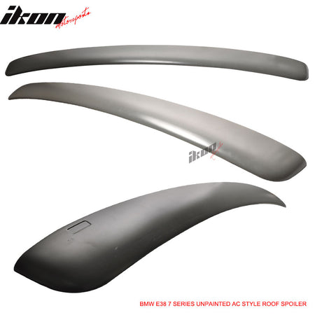 IKON MOTORSPORTS Roof Spoiler Compatible With 1995-2001 BMW 7 SERIES E38 SEDAN, AC Style Unpainted Black