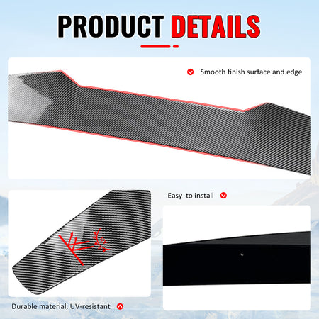 Fits 17-26 Alfa Romeo Giulia V Style Rear Roof Spoiler Carbon Fiber Print ABS