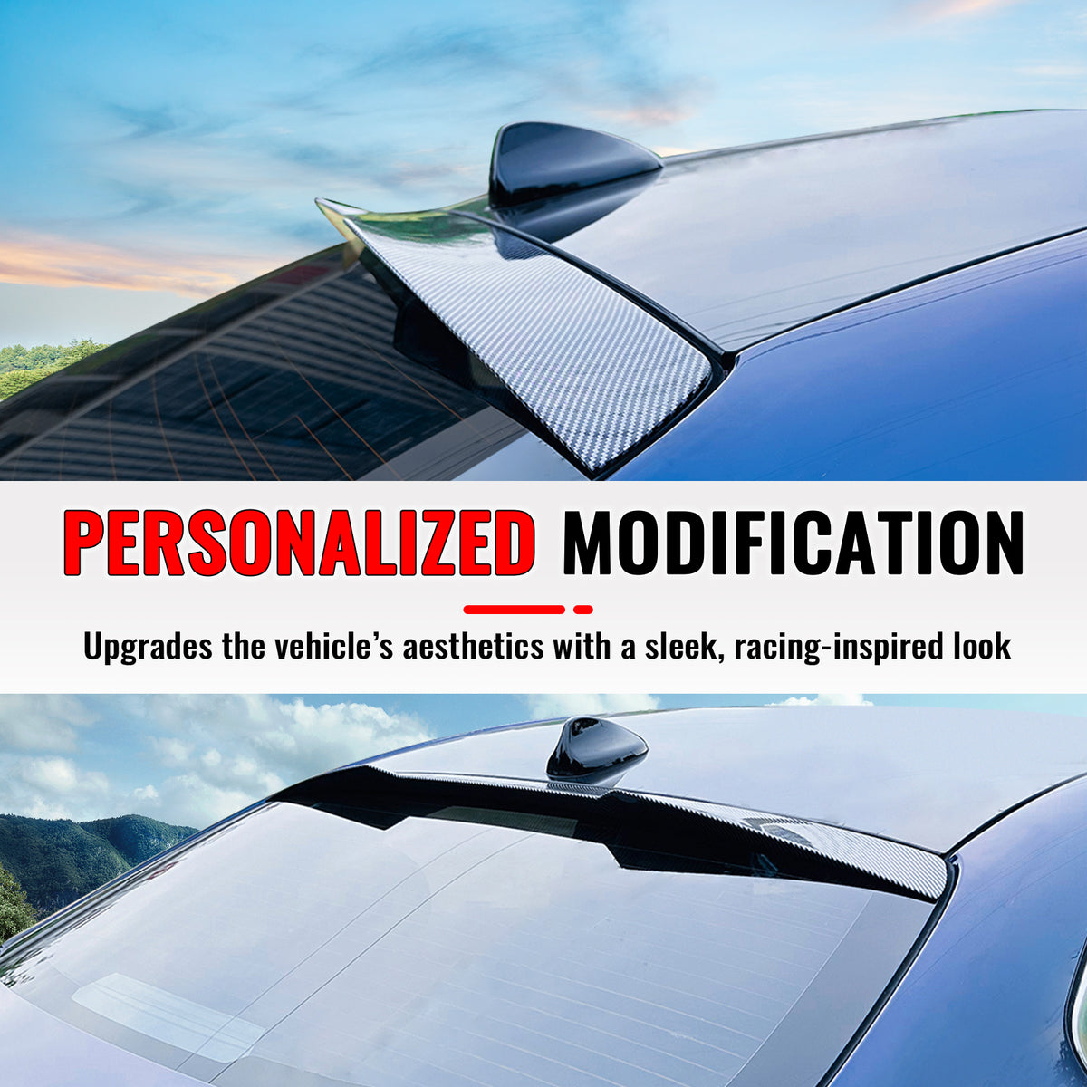 Fits 17-26 Alfa Romeo Giulia V Style Rear Roof Spoiler Carbon Fiber Print ABS