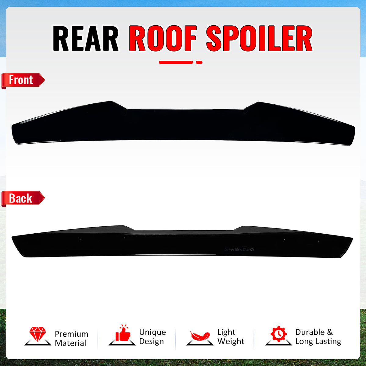Fits 17-26 Alfa Romeo Giulia V Style Gloss Black Rear Roof Spoiler Wing Lip ABS
