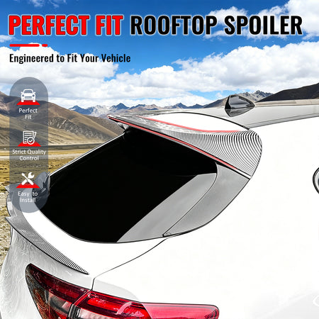 IKON MOTORSPORTS, Rear Window Roof Spoiler Compatible with 2017-2026 Alfa Romeo Stelvio, Carbon Fiber Print ABS IKON Style Top Roofline Windshield Visor Spoiler Wing