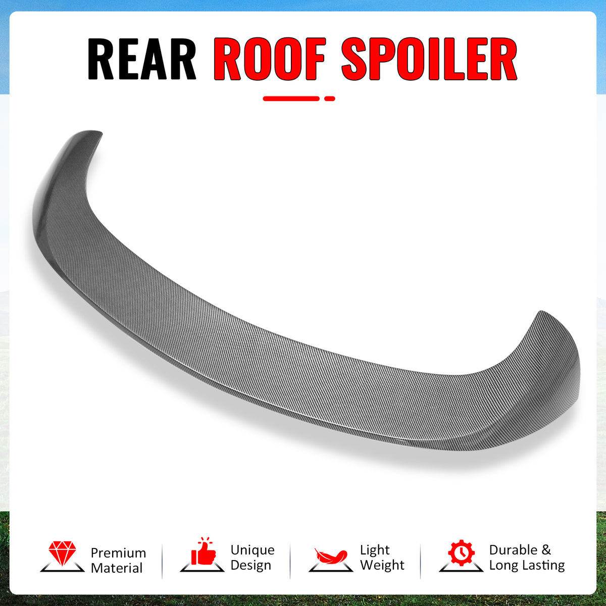 Fits 17-26 Alfa Romeo Stelvio IKON Style Rear Roof Spoiler Carbon Fiber Look ABS