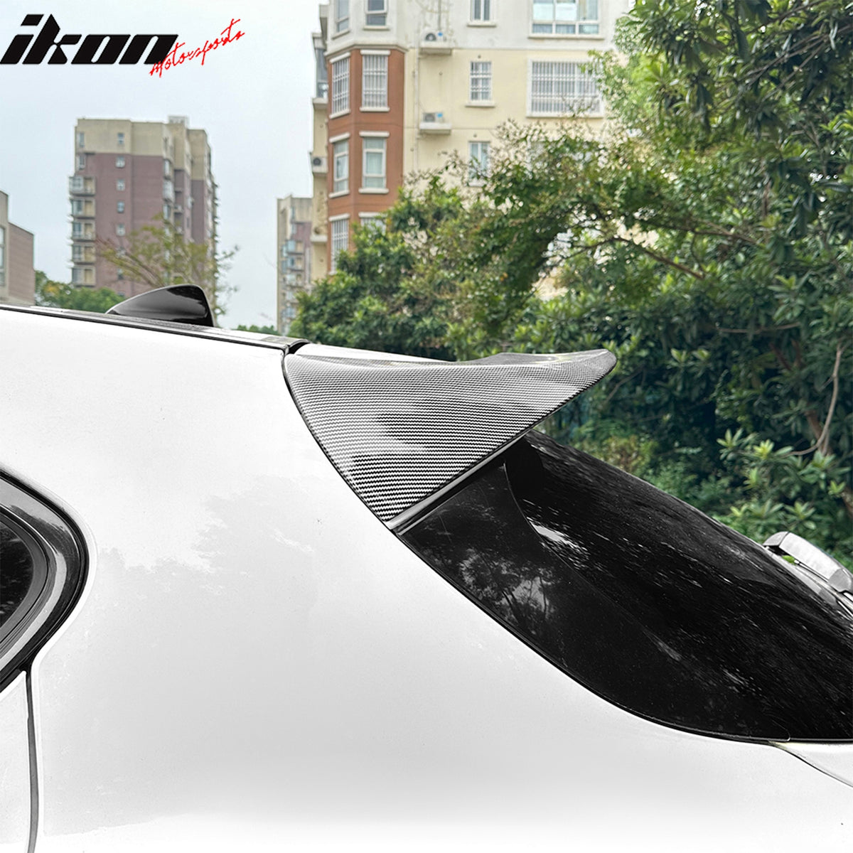 Fits 17-26 Alfa Romeo Stelvio IKON Style Rear Roof Spoiler Carbon Fiber Look ABS