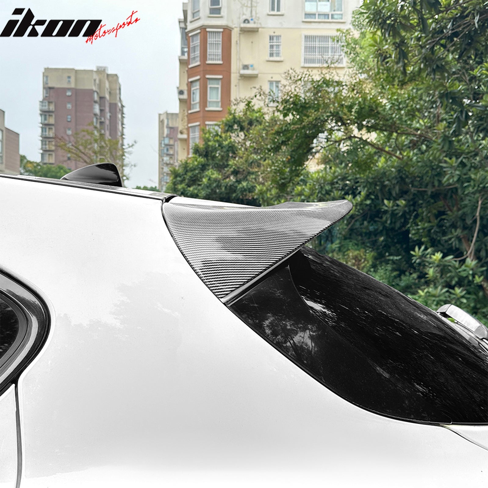 Fits 17-26 Alfa Romeo Stelvio IKON Style Rear Roof Spoiler Carbon Fiber Look ABS