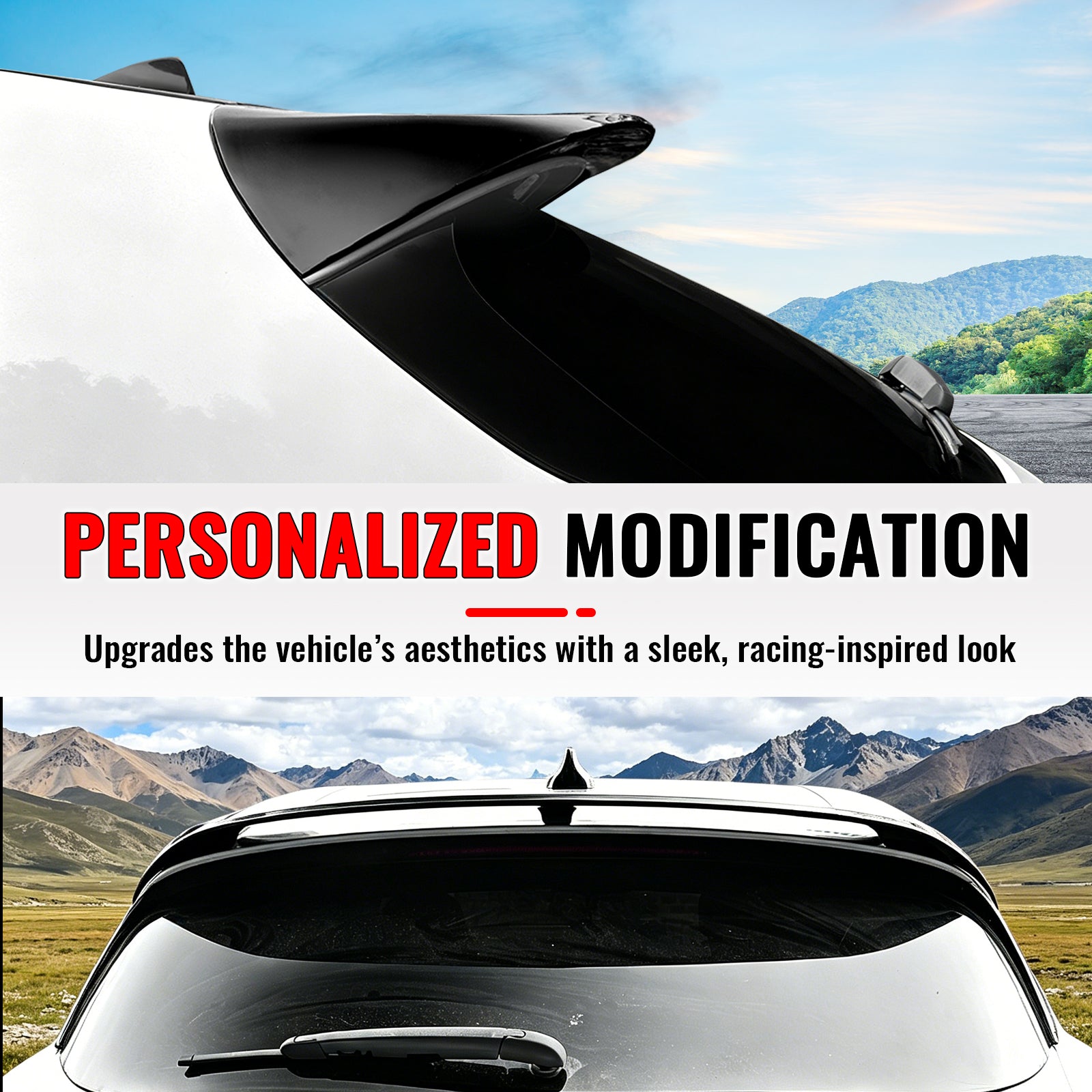 Fits 17-26 Alfa Romeo Stelvio Gloss Black IKON Style Rear Roof Spoiler Wing ABS
