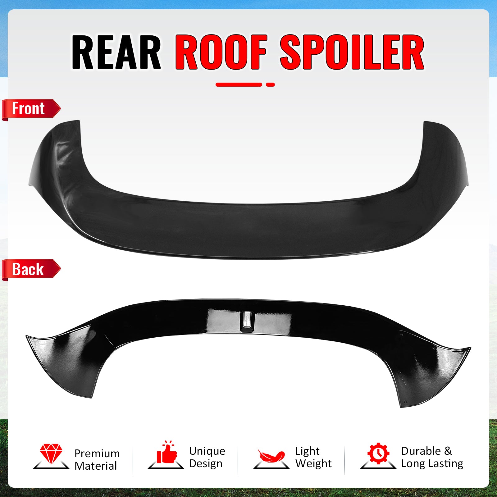 Fits 23-26 Alfa Romeo Tonale V Style Rear Roof Spoiler Deflector Gloss Black ABS