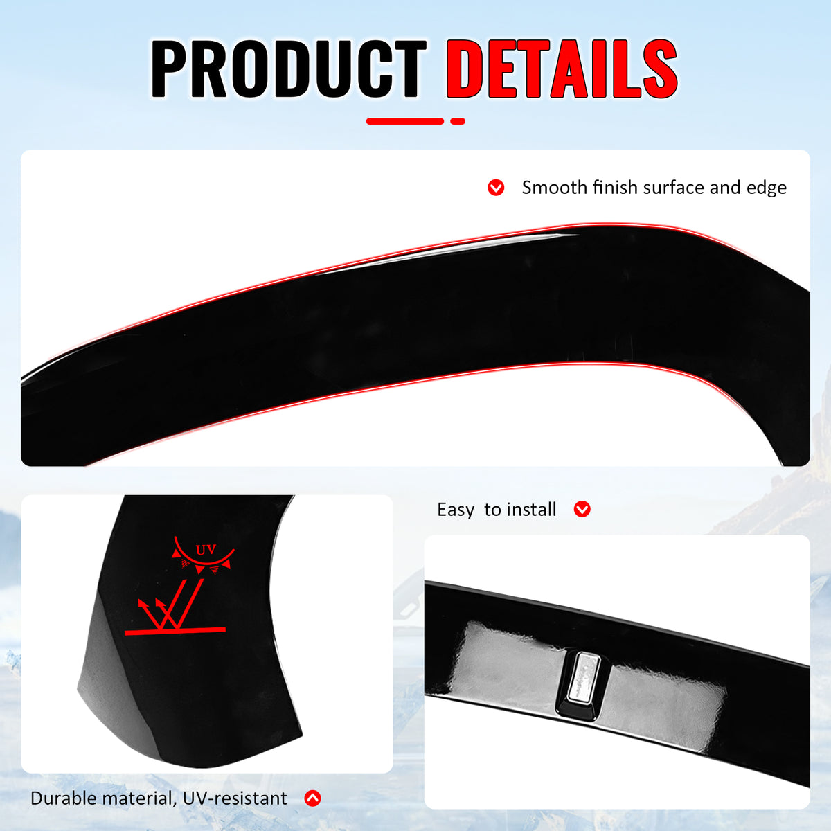 Fits 23-26 Alfa Romeo Tonale V Style Rear Roof Spoiler Deflector Gloss Black ABS