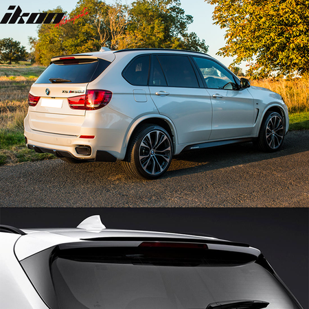 IKON MOTORSPORTS, Roof Spoiler Compatible With 2014-2018 BMW F15 X5 Base & M Tech / M Sport, Rear Roof Window Spoiler Wing Replacement ABS Plastic MP Style, 2015 2016