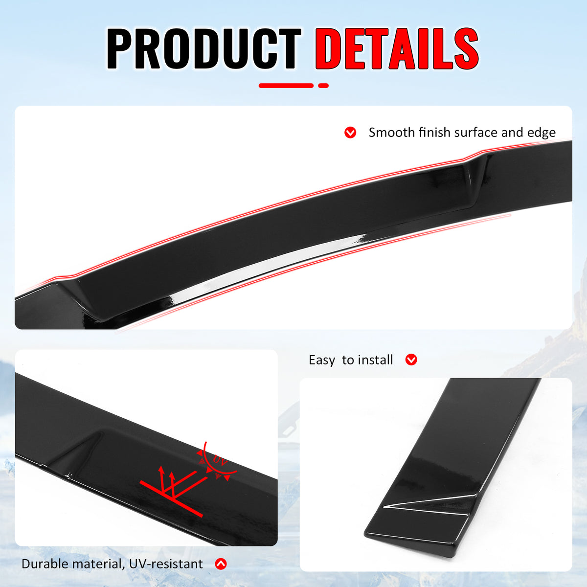 Fits 12-18 BMW 3-Series F30 M3 M4 Style Gloss Black Rear Roof Spoiler Wing ABS