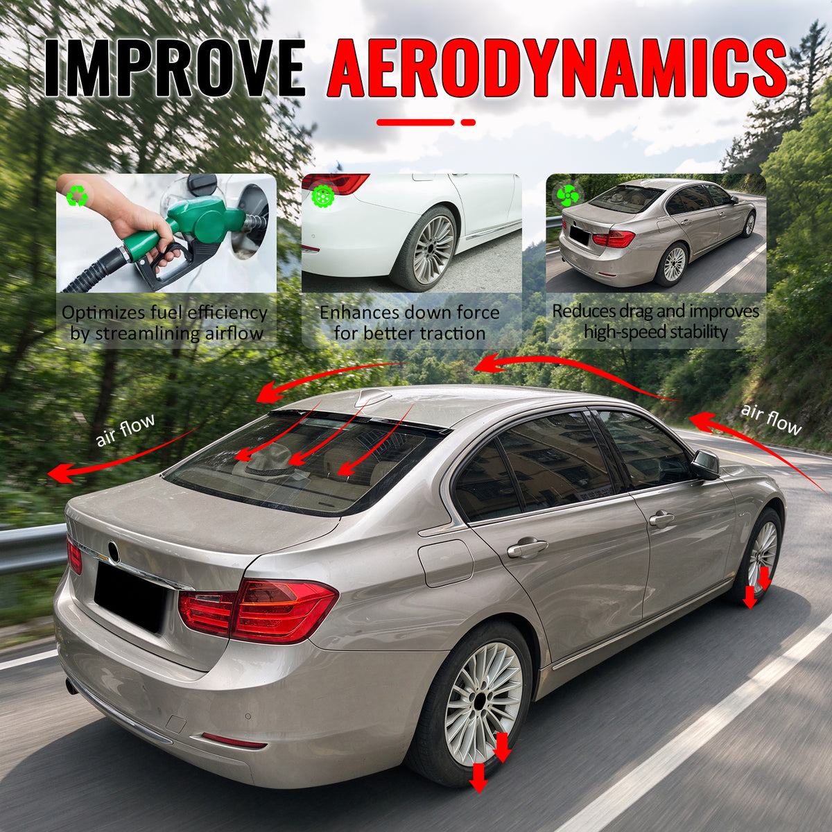 Fits 12-18 BMW 3-Series F30 M3 M4 Style Gloss Black Rear Roof Spoiler Wing ABS