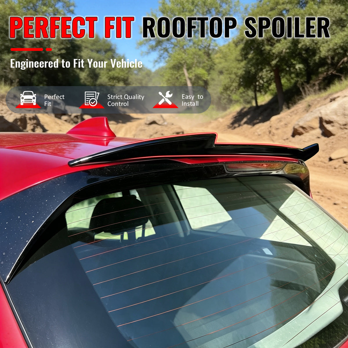 Fits 2018-2024 BMW X3 G01 Roof Spoiler IKON Gloss Black ABS