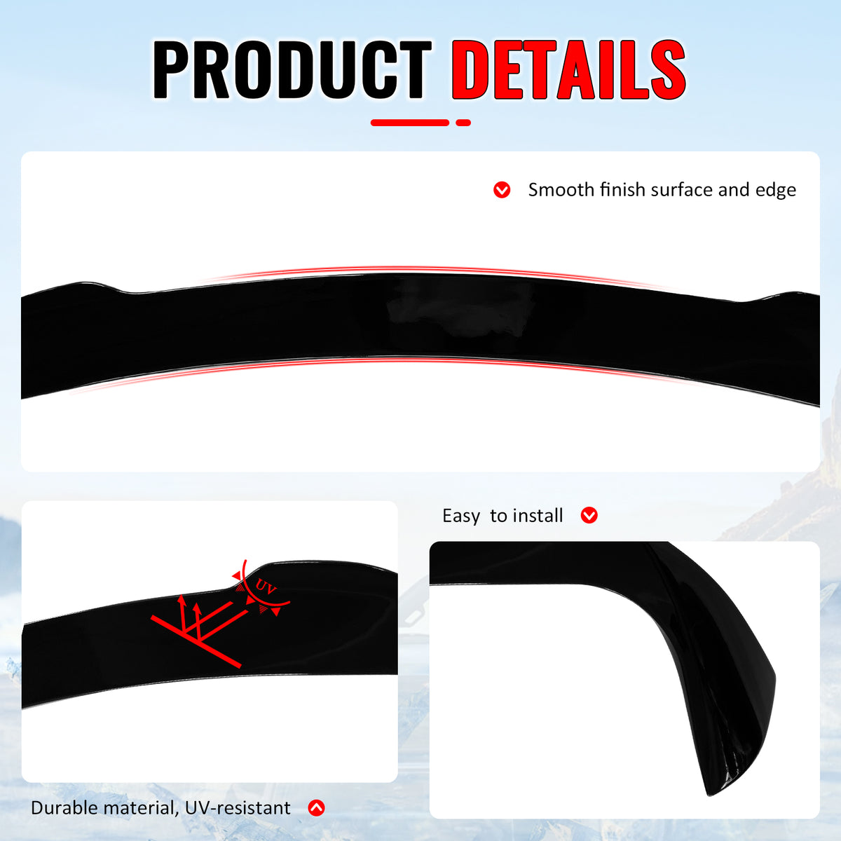 Fits 19-26 BMW X5 G05 MP Style Gloss Black Rear Window Roof Spoiler Wing ABS