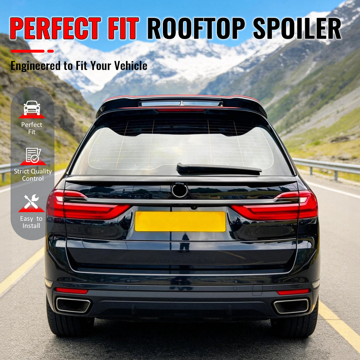 Fit 2019-2026 BMW X7 G07 Rear Window Roof Spoiler Gloss Black ABS