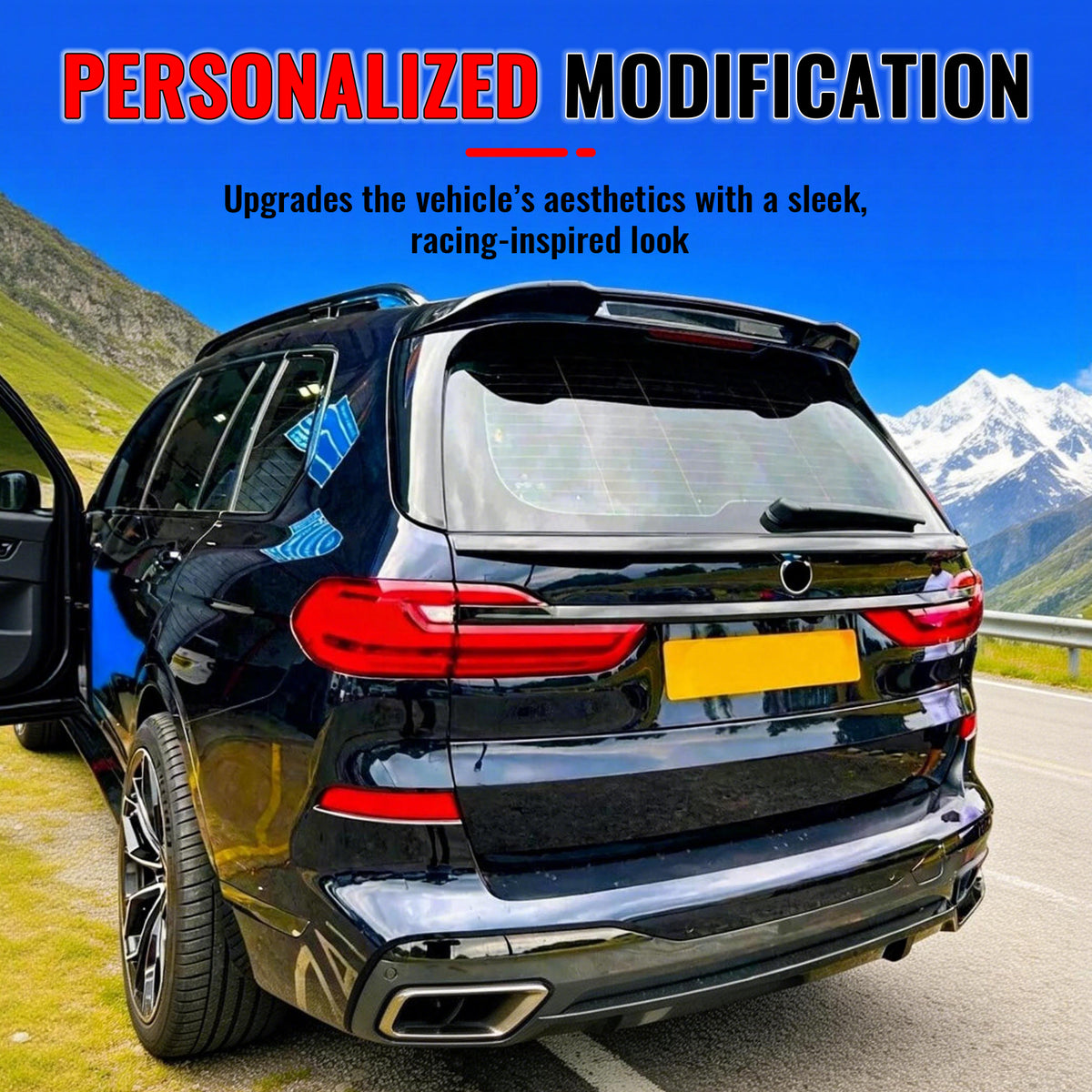 Fits 2019-2026 BMW X7 G07 IKON Style Gloss Black Rear Roof Spoiler Wing Lip ABS