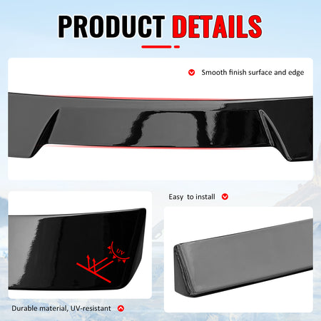 Fits 16-22 BMW G11 G12 7-Series IKON Gloss Black Rear Window Roof Spoiler ABS
