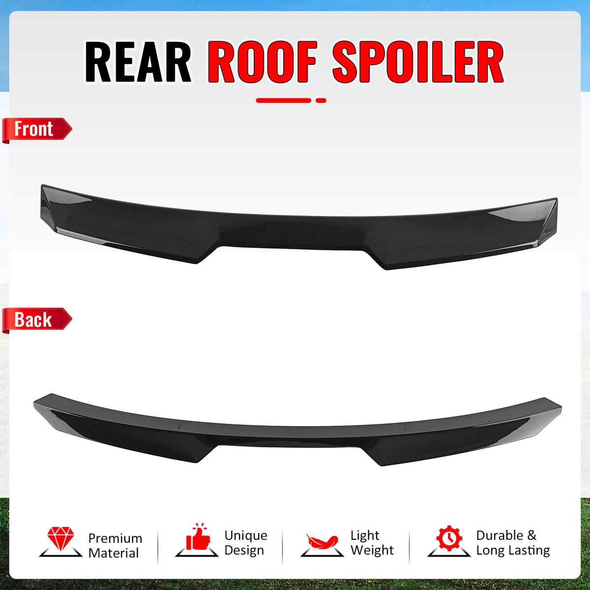 IKON MOTORSPORTS, Rear Window Roof Spoiler Compatible with 2022-2026 BMW G26 4-Series Gran Coupe & i4, V Style ABS Plastic Top Roofline Windshield Visor Spoiler Wing
