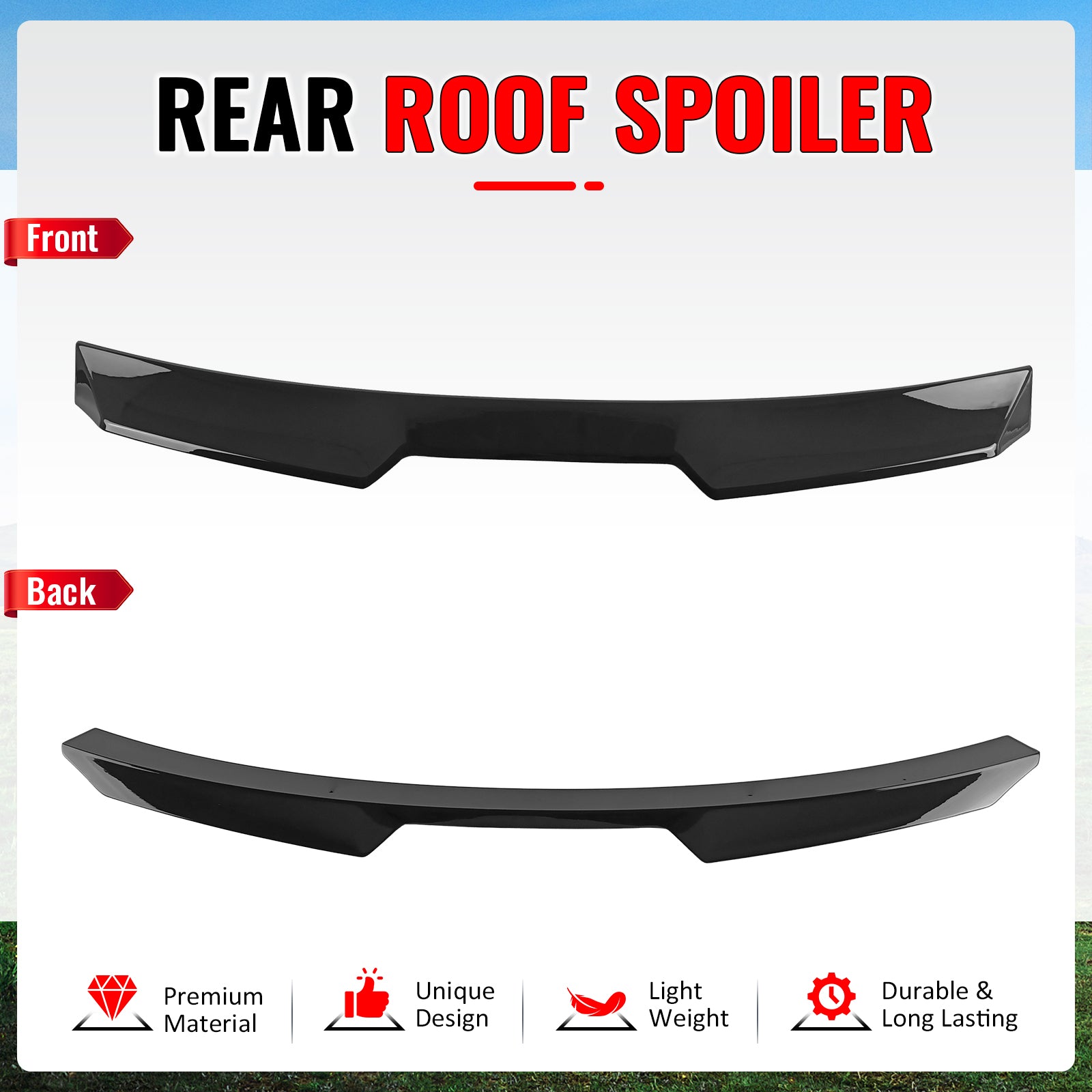 IKON MOTORSPORTS, Rear Window Roof Spoiler Compatible with 2022-2026 BMW G26 4-Series Gran Coupe & i4, V Style ABS Plastic Top Roofline Windshield Visor Spoiler Wing