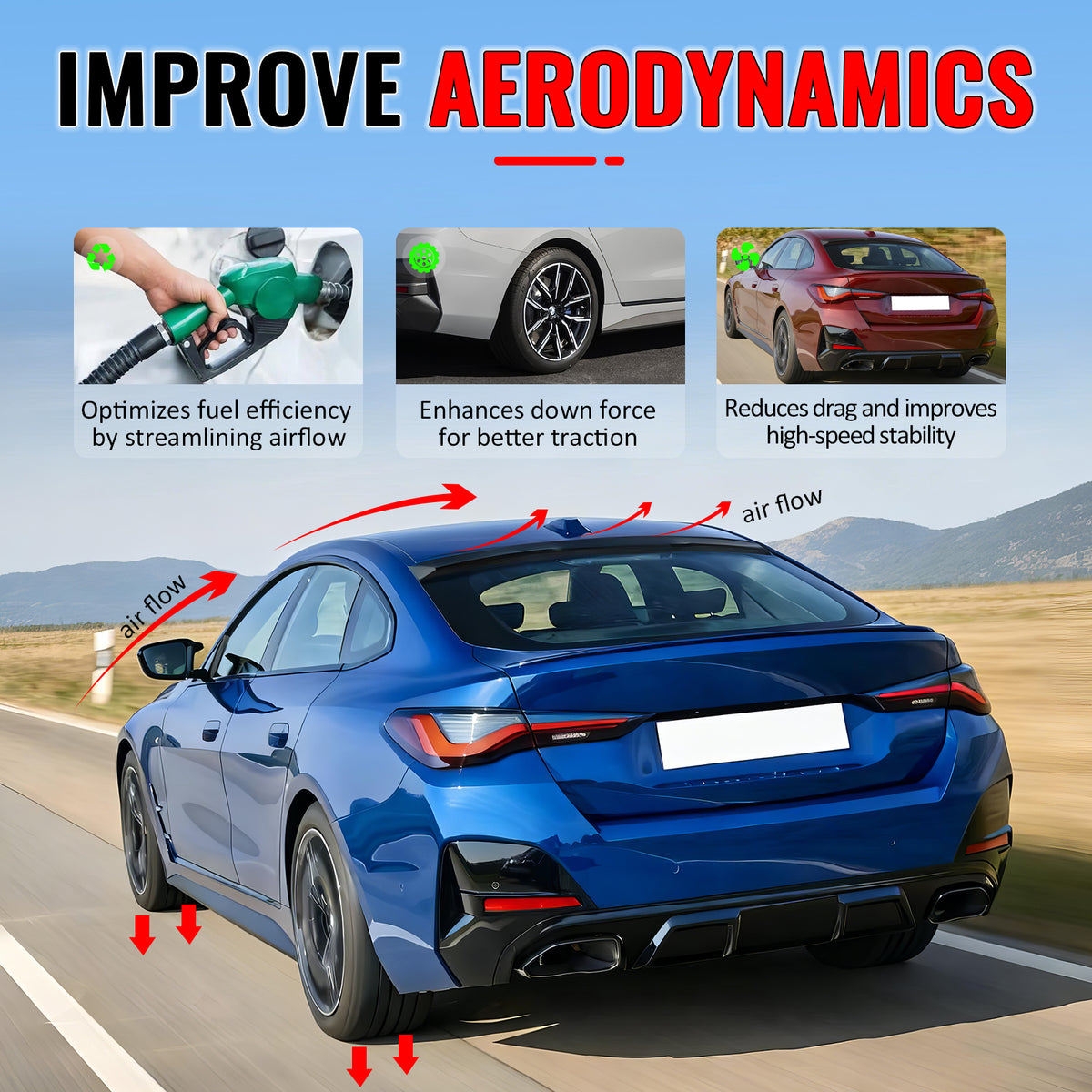 IKON MOTORSPORTS, Rear Window Roof Spoiler Compatible with 2022-2026 BMW G26 4-Series Gran Coupe & i4, V Style ABS Plastic Top Roofline Windshield Visor Spoiler Wing