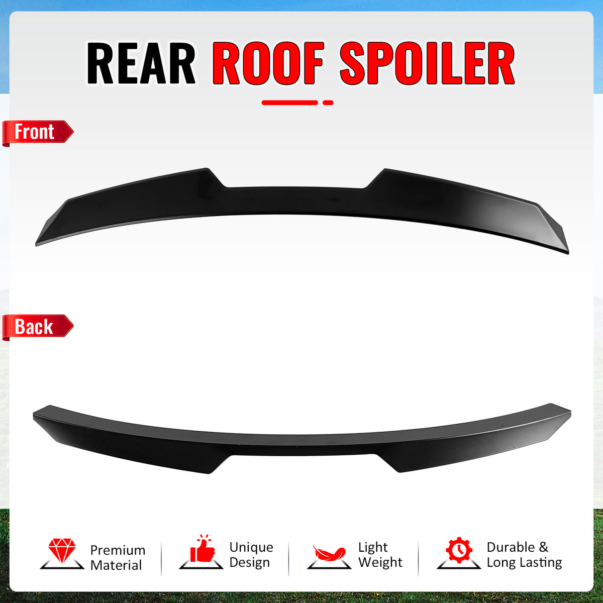 IKON MOTORSPORTS, Rear Window Roof Spoiler Compatible with 2022-2026 BMW G26 4-Series Gran Coupe & i4, V Style ABS Plastic Top Roofline Windshield Visor Spoiler Wing