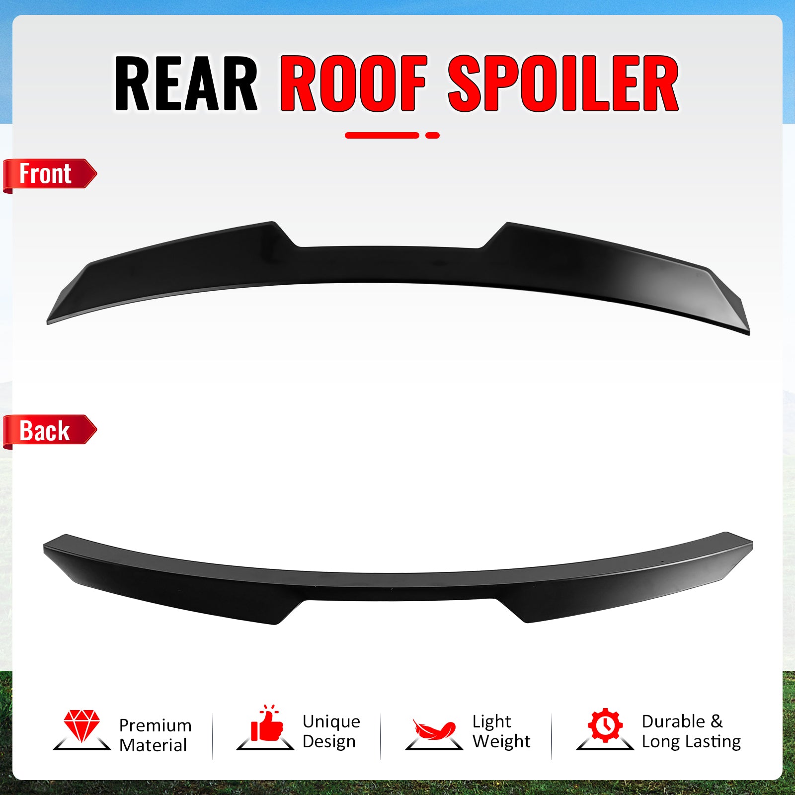 IKON MOTORSPORTS, Rear Window Roof Spoiler Compatible with 2022-2026 BMW G26 4-Series Gran Coupe & i4, V Style ABS Plastic Top Roofline Windshield Visor Spoiler Wing