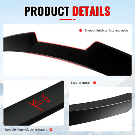 IKON MOTORSPORTS, Rear Window Roof Spoiler Compatible with 2022-2026 BMW G26 4-Series Gran Coupe & i4, V Style ABS Plastic Top Roofline Windshield Visor Spoiler Wing