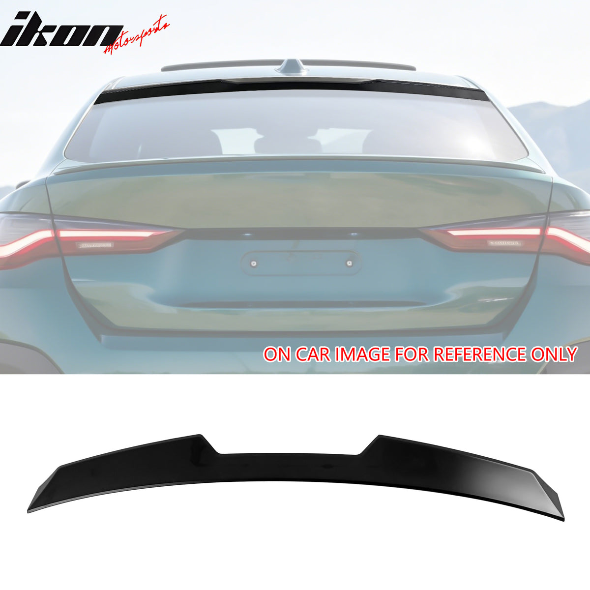 IKON MOTORSPORTS, Rear Window Roof Spoiler Compatible with 2022-2026 BMW G26 4-Series Gran Coupe & i4, V Style ABS Plastic Top Roofline Windshield Visor Spoiler Wing