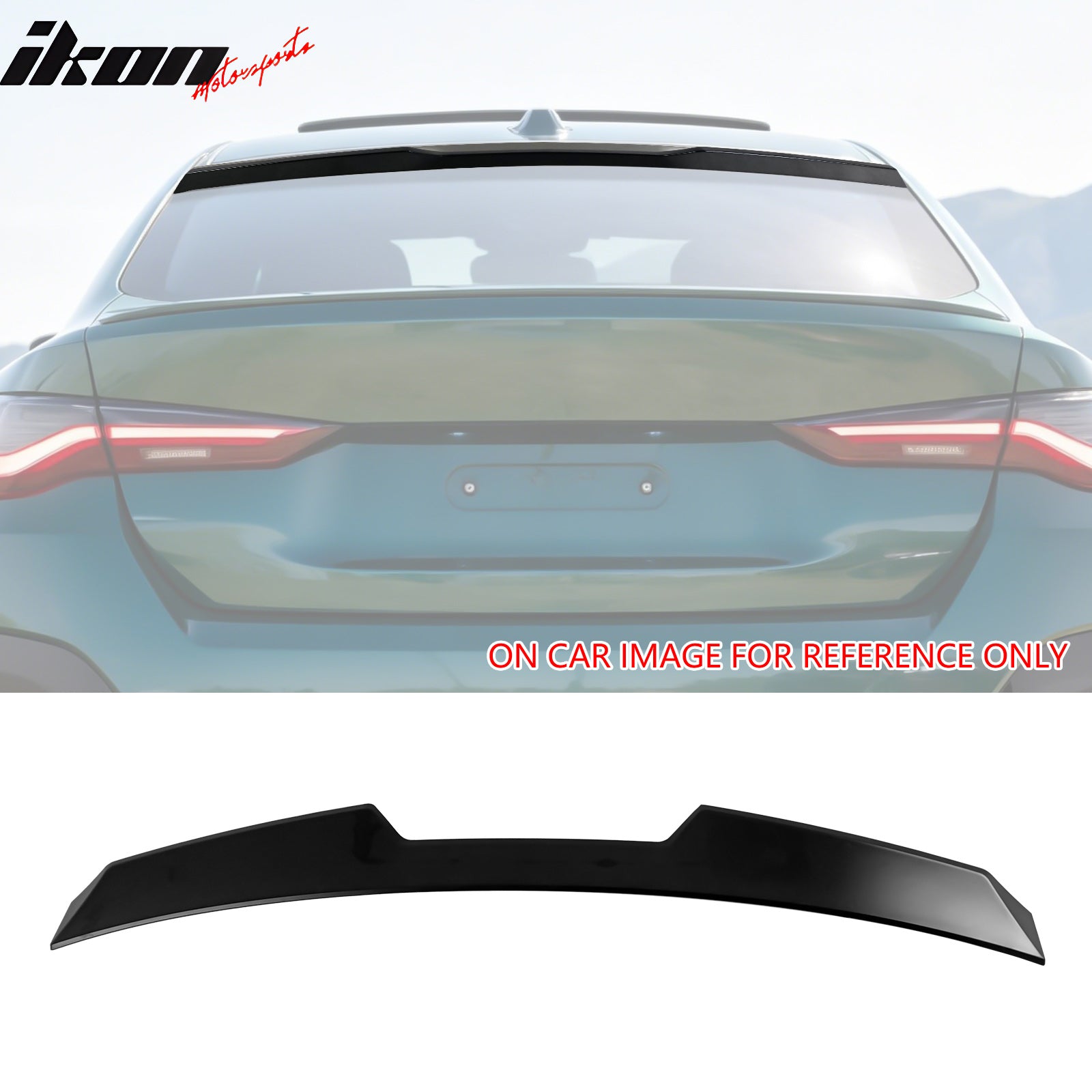 IKON MOTORSPORTS, Rear Window Roof Spoiler Compatible with 2022-2026 BMW G26 4-Series Gran Coupe & i4, V Style ABS Plastic Top Roofline Windshield Visor Spoiler Wing
