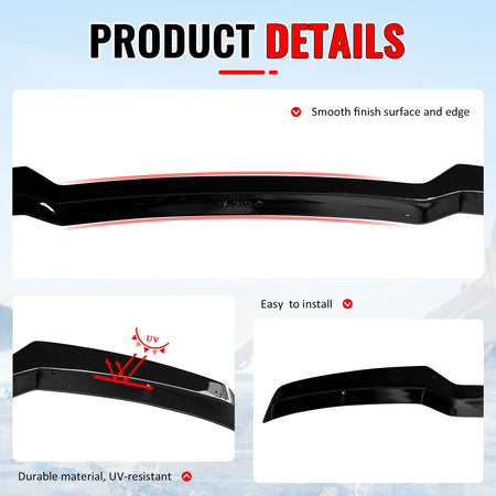 Fits 25-26 BMW X3 G45 IKON Style Gloss Black Rear Window Roof Spoiler Wing ABS