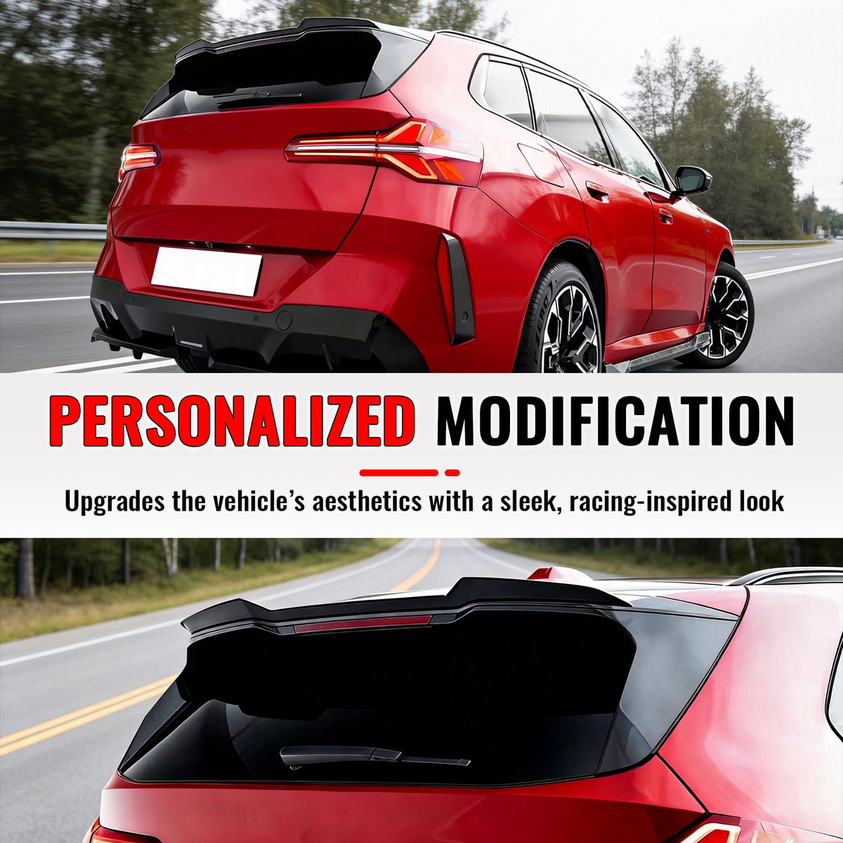 Fits 25-26 BMW X3 G45 IKON Style Gloss Black Rear Window Roof Spoiler Wing ABS