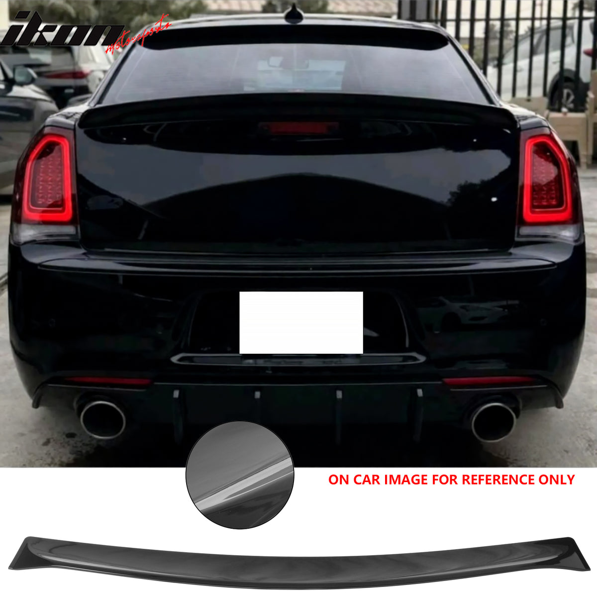 IKON MOTORSPORTS, Rear Window Roof Spoiler Compatible with 2011-2023 Chrysler 300, ABS Plastic Top Roofline Windshield Visor Spoiler Wing