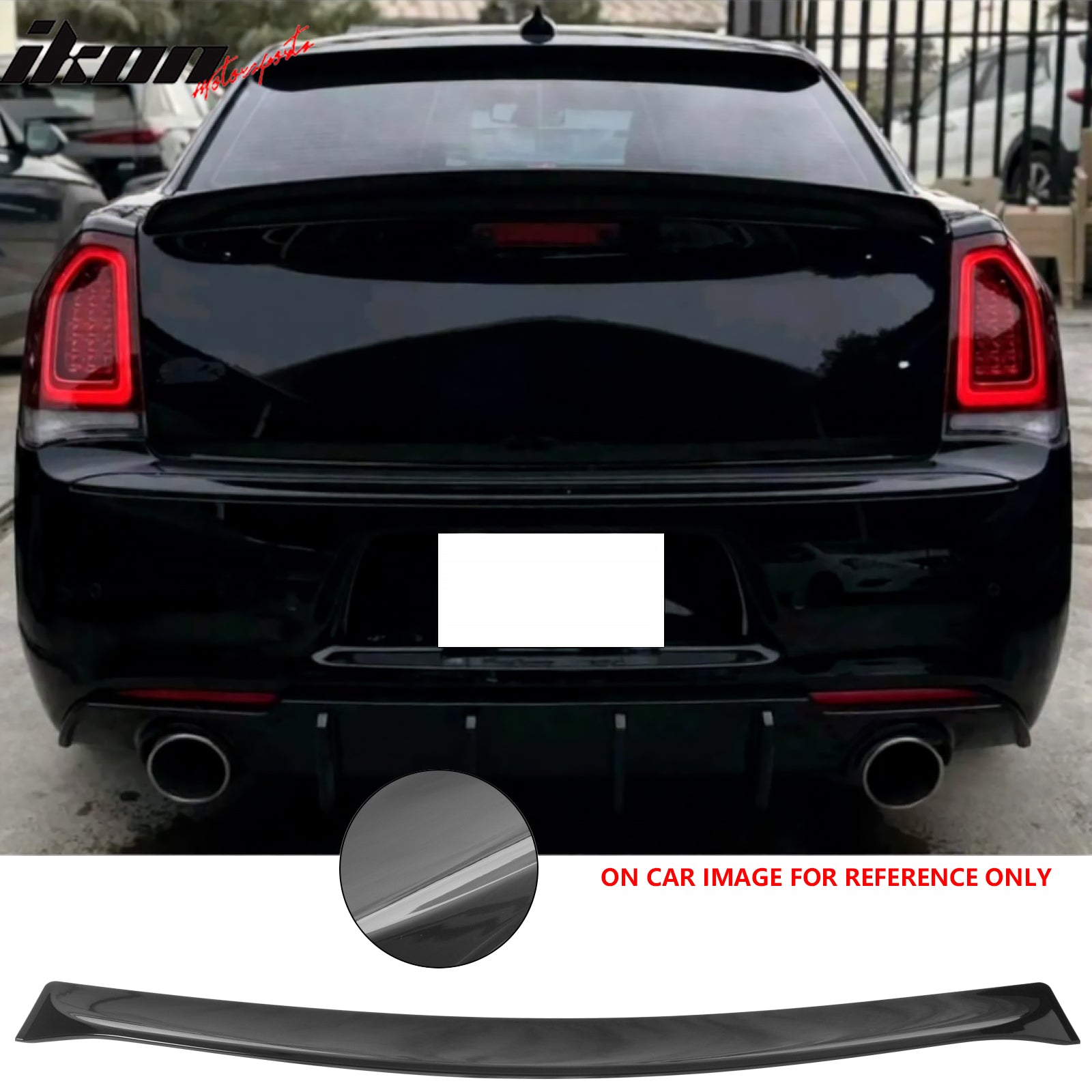 IKON MOTORSPORTS, Rear Window Roof Spoiler Compatible with 2011-2023 Chrysler 300, ABS Plastic Top Roofline Windshield Visor Spoiler Wing