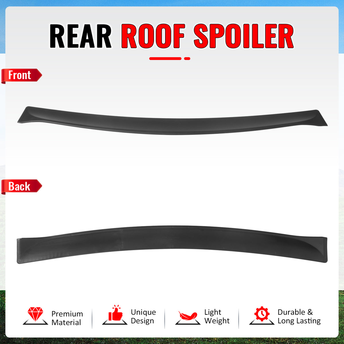 Fits 11-23 Chrysler 300 Rear Window Roof Spoiler Matte Black ABS Top Visor Wing