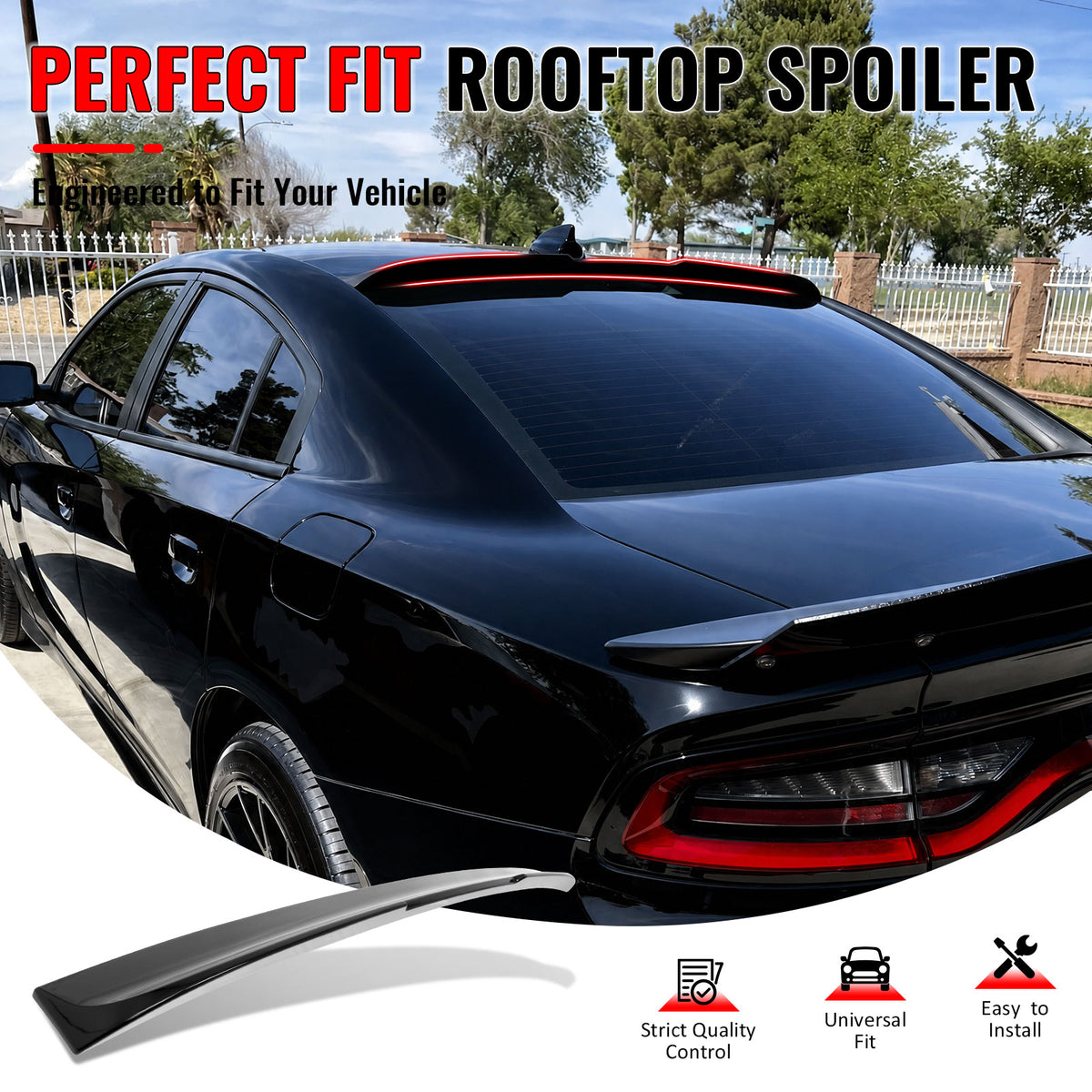Fit 2011-2023 Dodge Charger Rear Window Roof Spoiler Gloss Black ABS